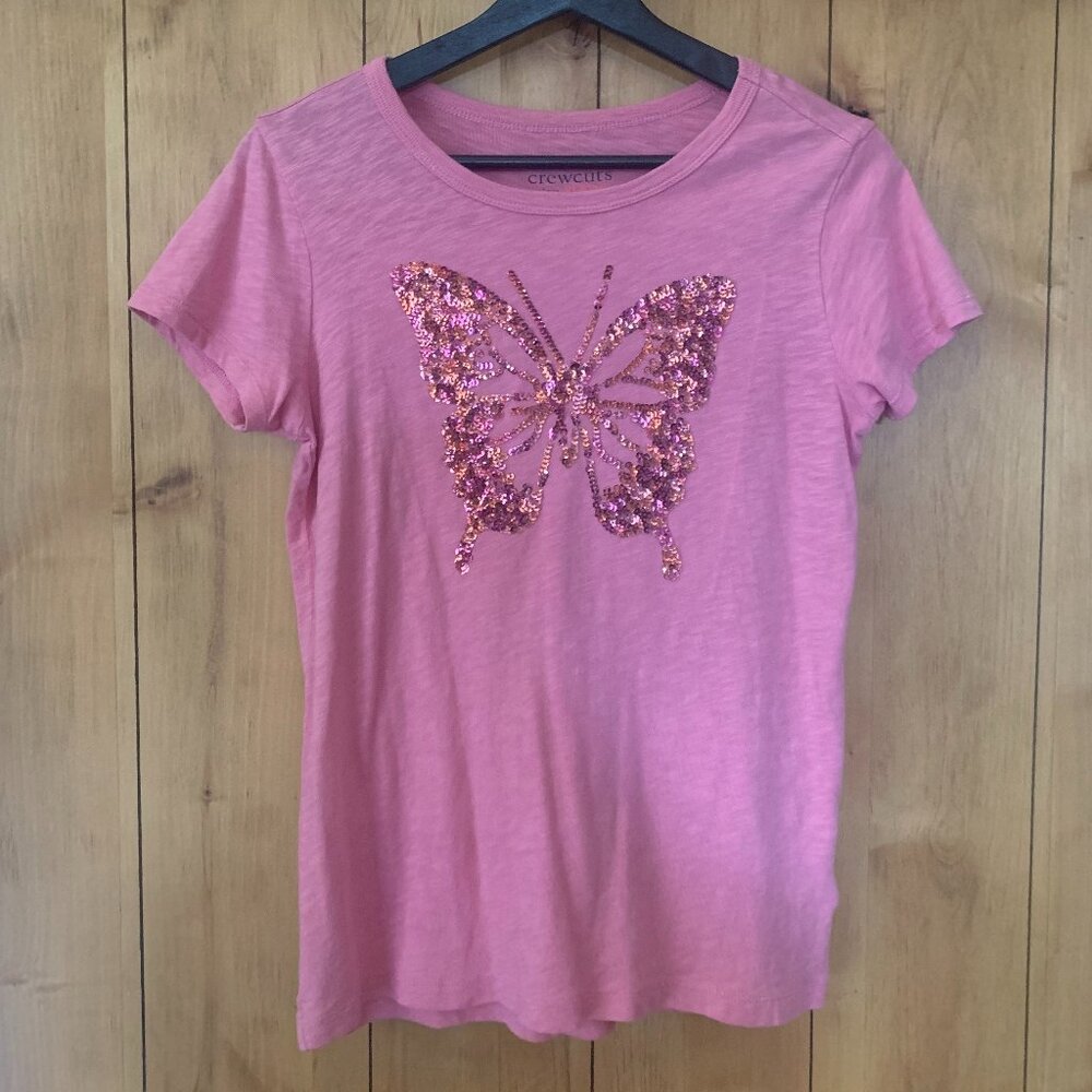 J.crew Girls' sequin butterfly graphic T-shirt
